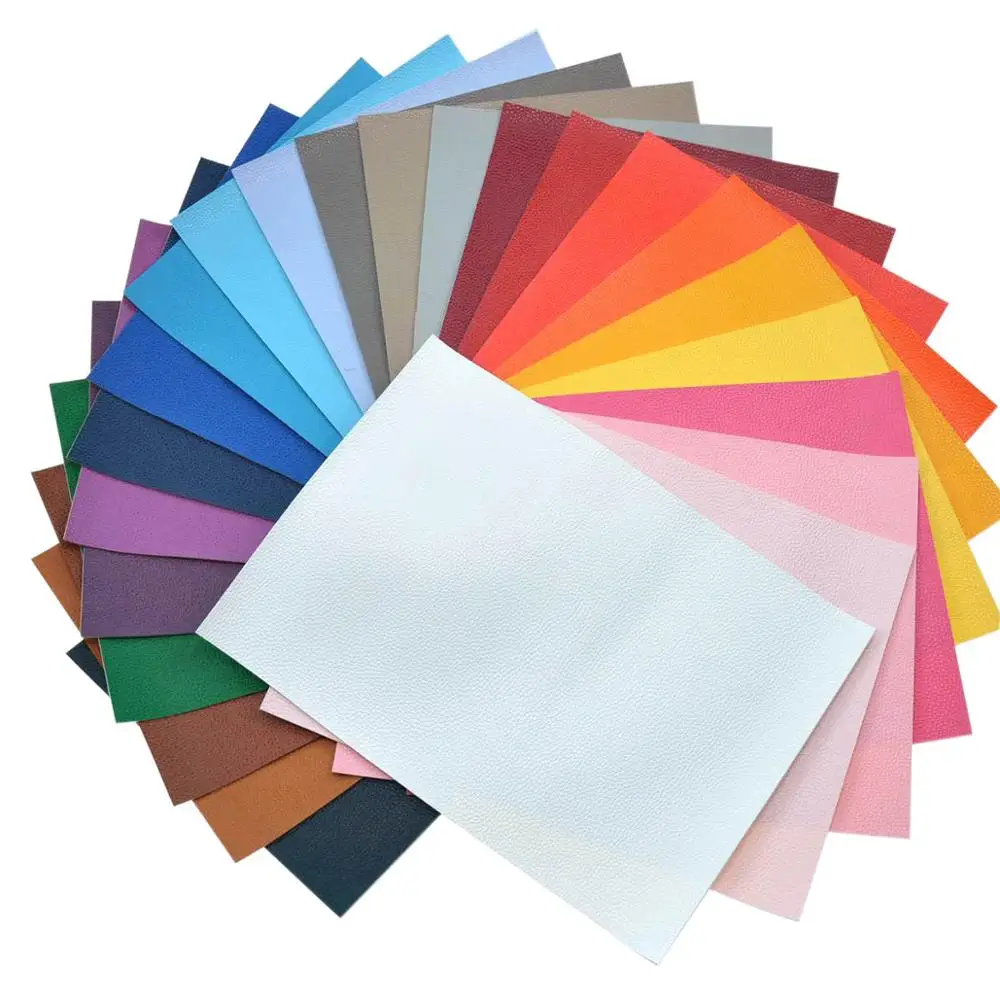 24pcs A5 Mixedcolor9 Сплошной цвет A4/A5 Личи Текстура зерна искусственная кожа ткань листы хлопок обратно для сережек волос банты, повязка на голову, бумажник решений - Цвет: 24pcs A5 Mixedcolor9