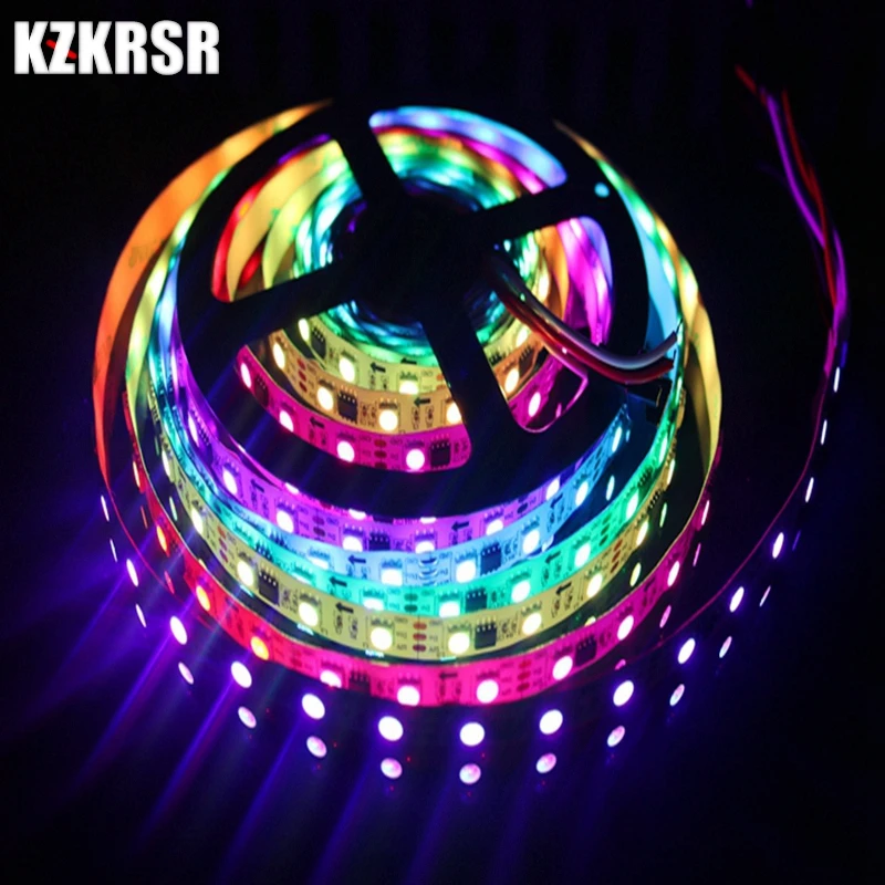 KZKRSR WS2811 Светодиодная лента 5 м 60 светодиодов/м ws2811 IC 5050 RGB DC12V Белый/Черный PCB