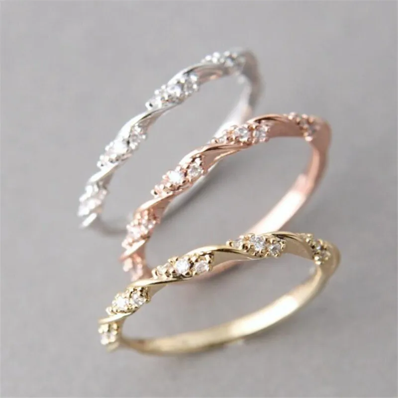 

2021 Shinny Engaement Rings Rose Golden Color Woman Rings for Party Birthday Gift