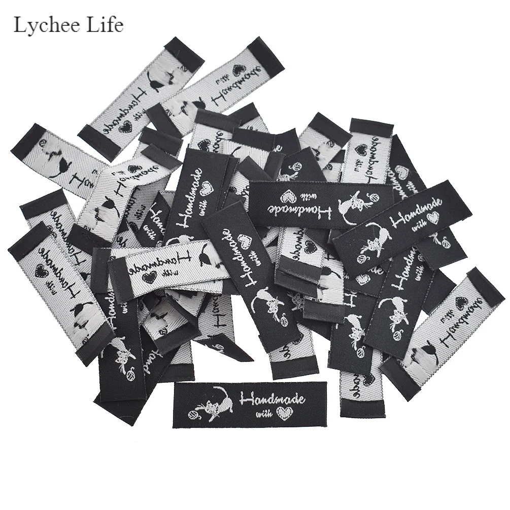 3 Lychee Life 50 шт. ручной работы Тканые ярлыки с надписью одежда обувь сумки ручной работы хлопковые этикетки Diy бирки для одежды Швейные материалы - Цвет: 3