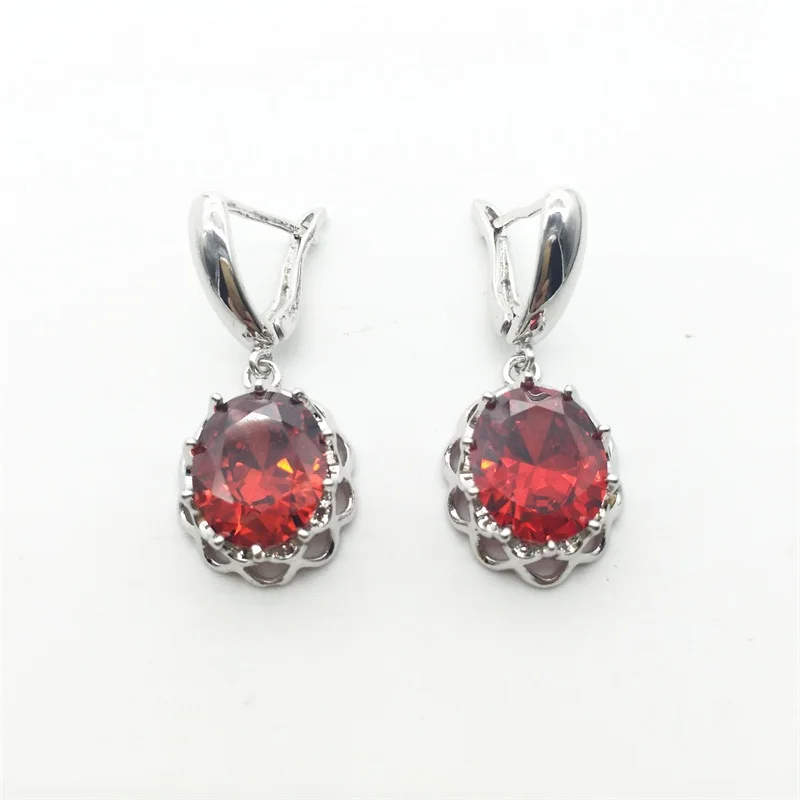 Женские серьги подвески из серебра 925 пробы с красным гранатом|dangling earrings for women|dangle