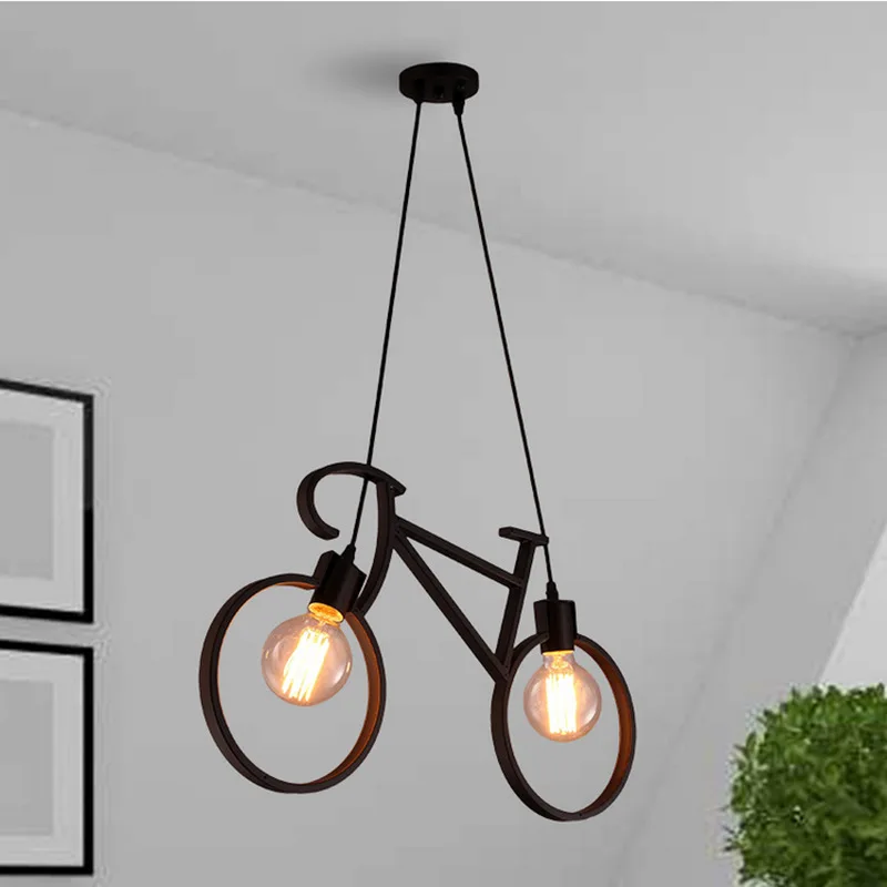 Beste Persoonlijkheid Restaurant Verlichting Nostalgische Thema Fiets Smeedijzeren LED Kroonluchter Lamp Voor Cafe Bar Gang Gangpad Verlichting