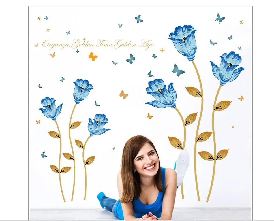 Низкая цена Акция HM19080 синие розы сладкий Брак комната диван фон гостиная спальня