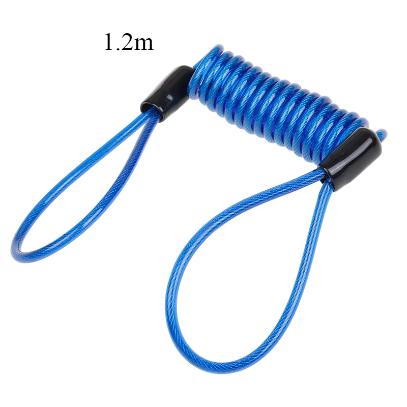 1.2m Blue 1,2 м/1,8 м кабель для велосипедного замка, веревка для шлема, Противоугонная Веревка, мотоциклетный скутер, дисковый замок, напоминание о безопасности велосипеда - Цвет: 1.2m Blue