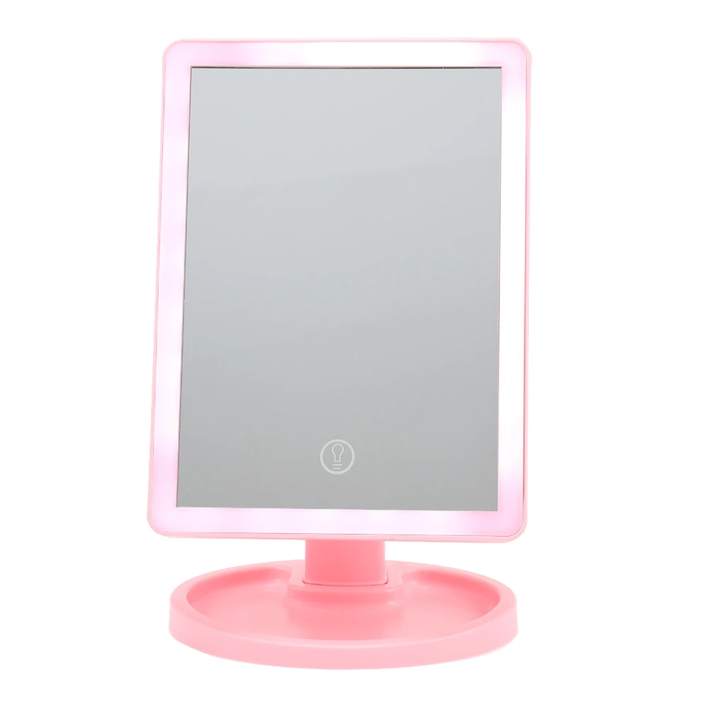 Fashion Touch Screen LED Desktop Makeup Mirror with Round Base Plate 360 Rotating Vanity Beauty Adjustable Countertop |