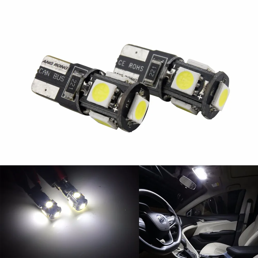 ANGRONG 10 шт./лот Canbus Автомобильная 5 SMD 5050 Светодиодная лампа T10 W5W 194 внутренняя без