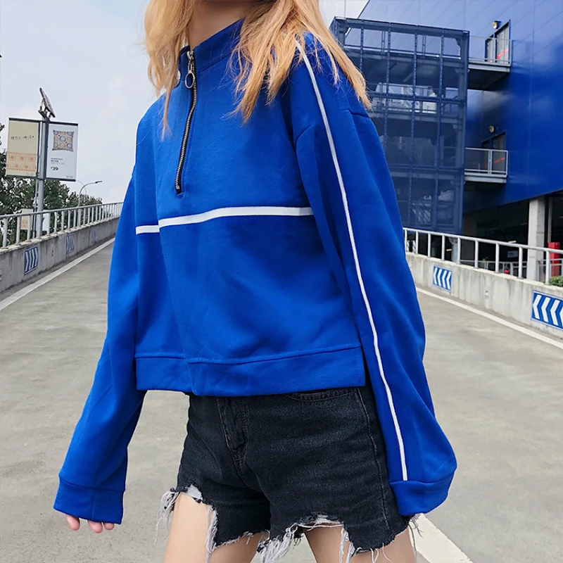Harajuku модные Волшебный цвет кольцо молния Для женщин толстовки с длинным рукавом