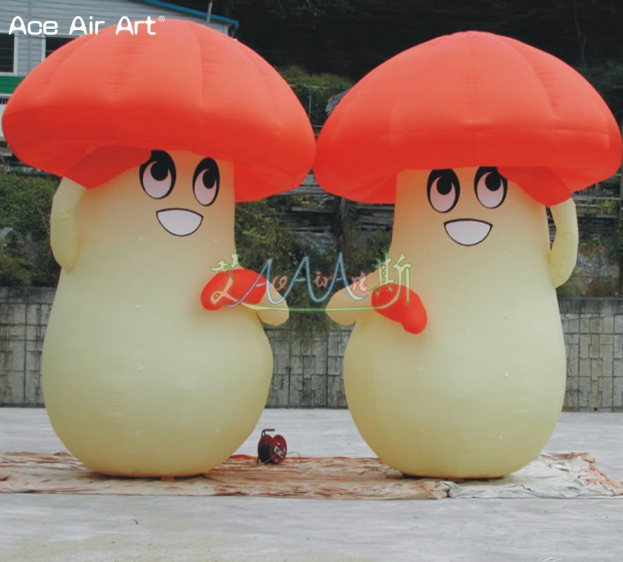 

2 pcs Free stands 2m high plant balloon inflatable mushroom cartoon,mushroom replica with free blowers for event decoration
