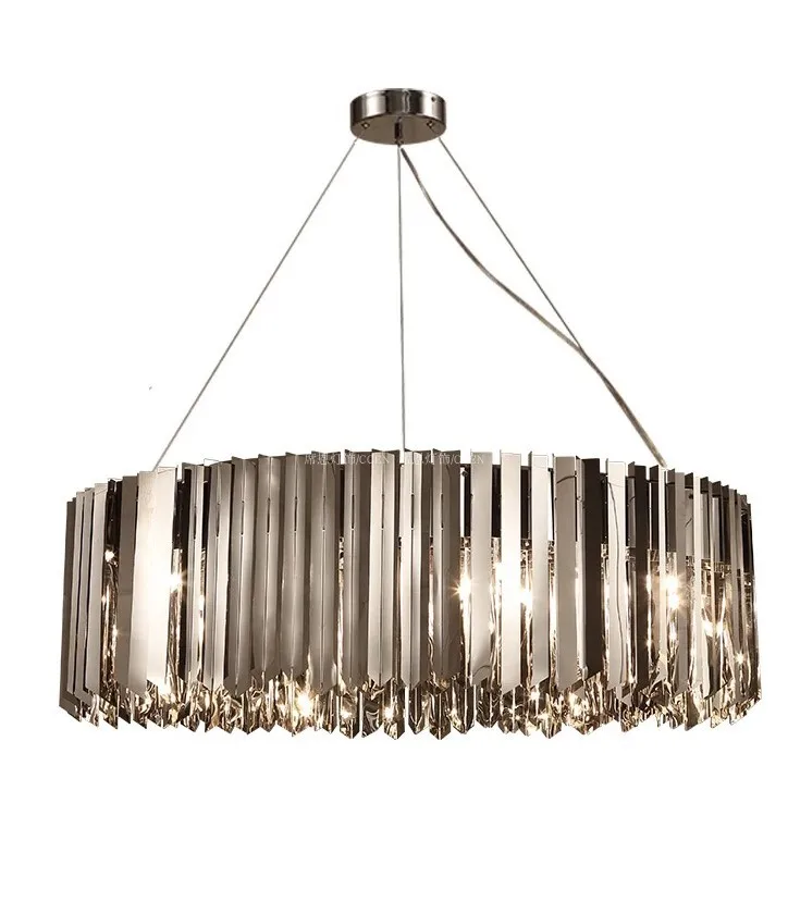 

D80cm 2 Layer Lustre Shiny Gold Chrome Stainless Led Pendant Light Luxury Steel Drop Light for Living Room Round Suspend Lamp