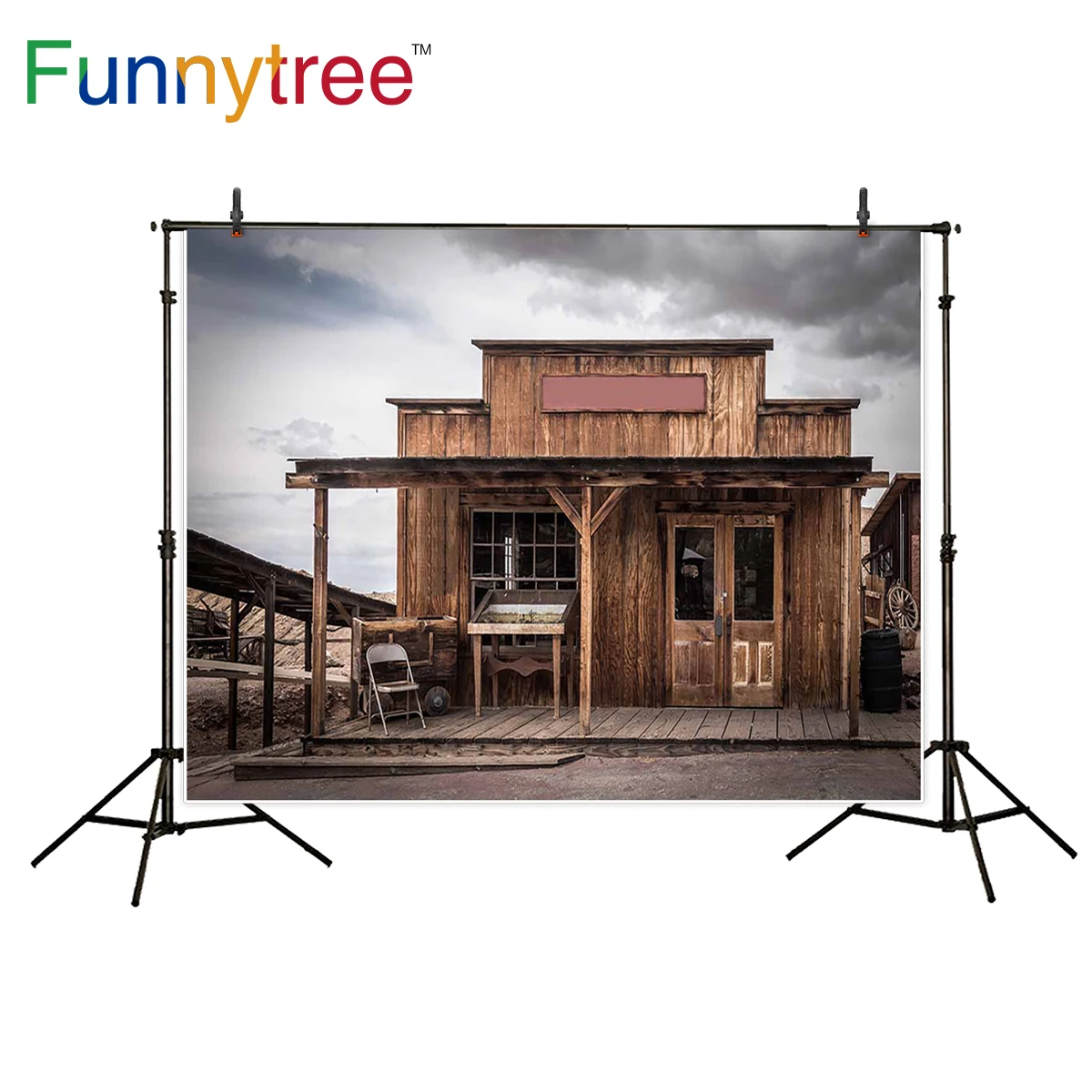 Фотофон Funnytree деревянный дом Западная Америка винтажный фон для фотосъемки