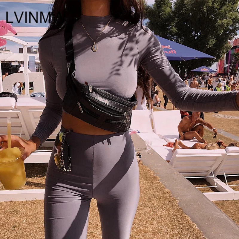 LVINMW короткий топ с высокой горловиной и длинным рукавом эластичной талией 2018