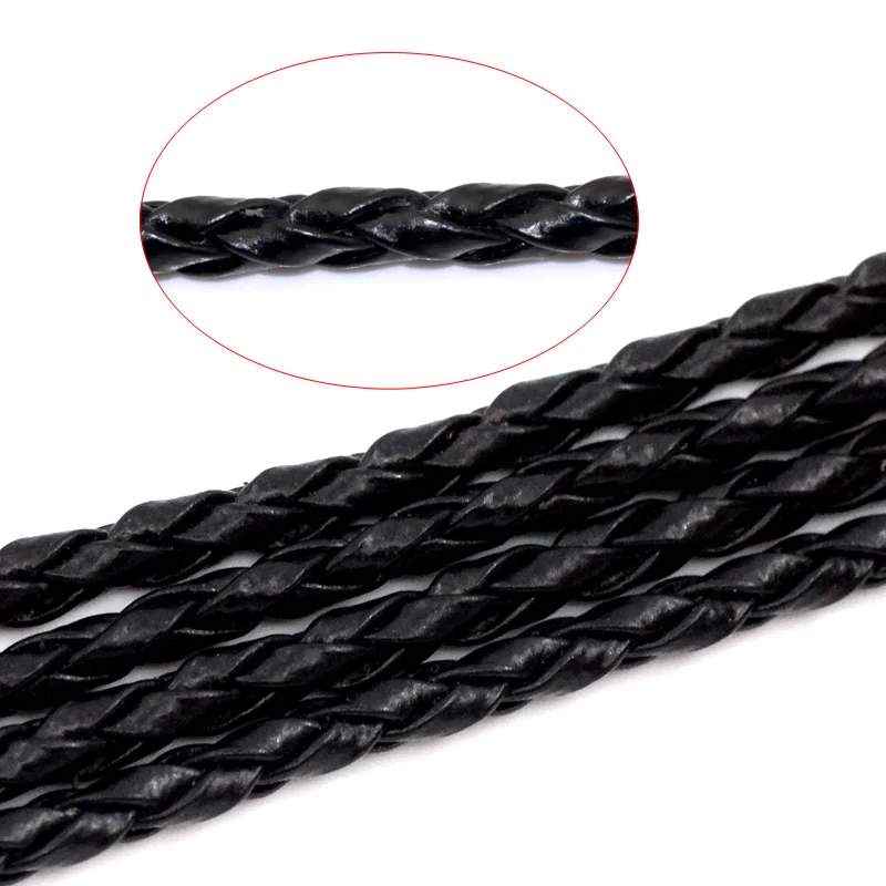 DoreenBeads плетеный шнур для ювелирных изделий из искусственной кожи черный диаметр 3