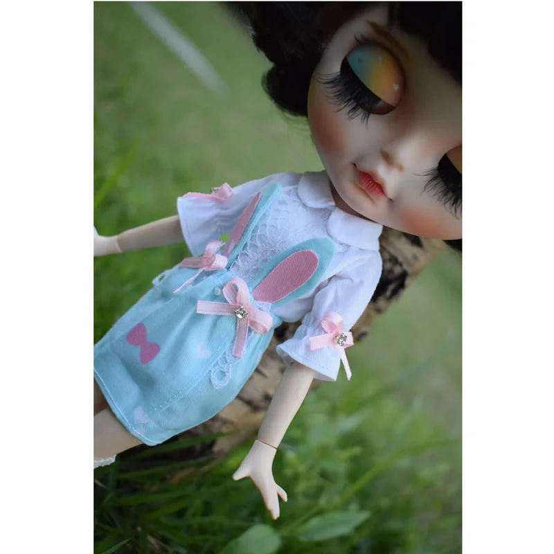 1 комплект, платье с милым кроликом и рубашки, комплект одежды для Blyth Azone 1/6, аксессуары для кукол
