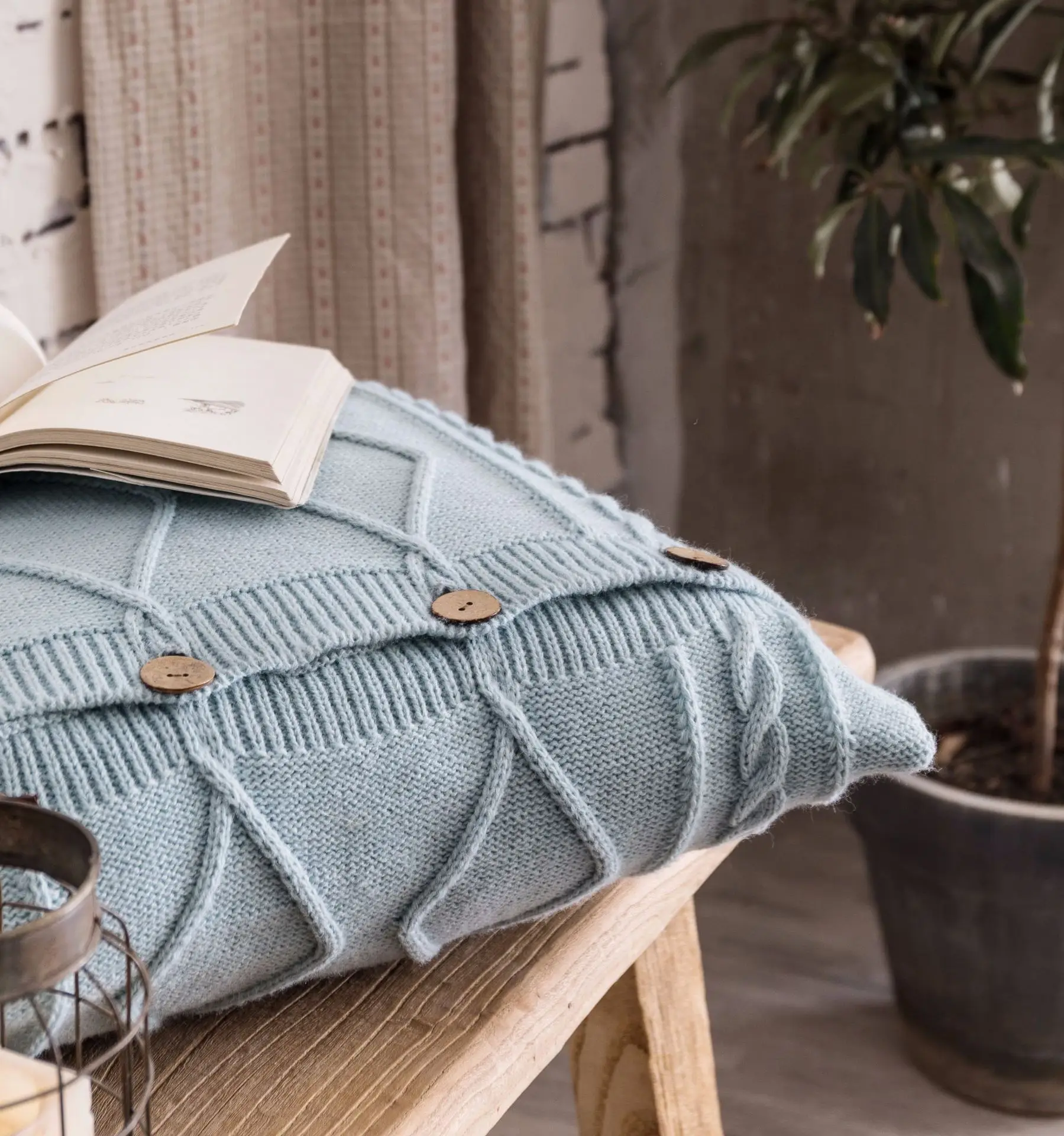 45x5 см винтажный Чехол для подушки твердый вязаный квадратный бежевый чехол