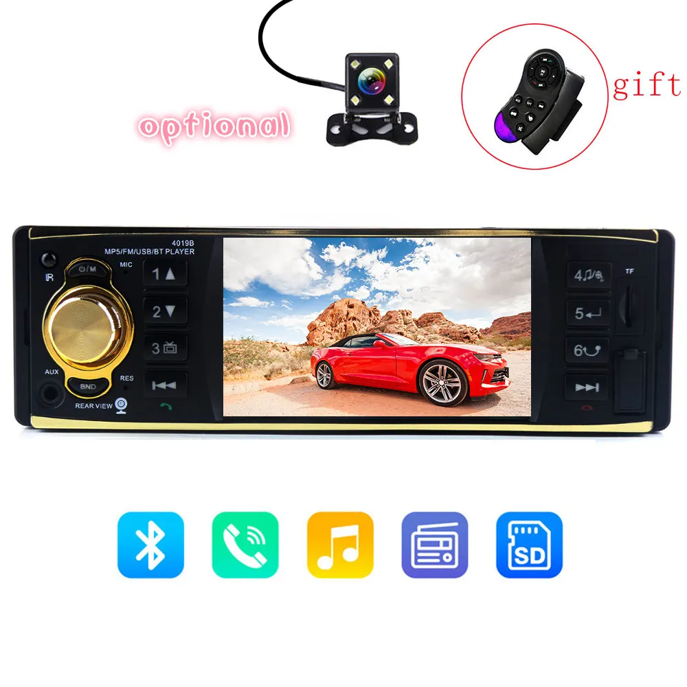 4 1 дюймов Din автомагнитола аудио стерео 1Din USB AUX FM Станция Bluetooth с рулевым колесом