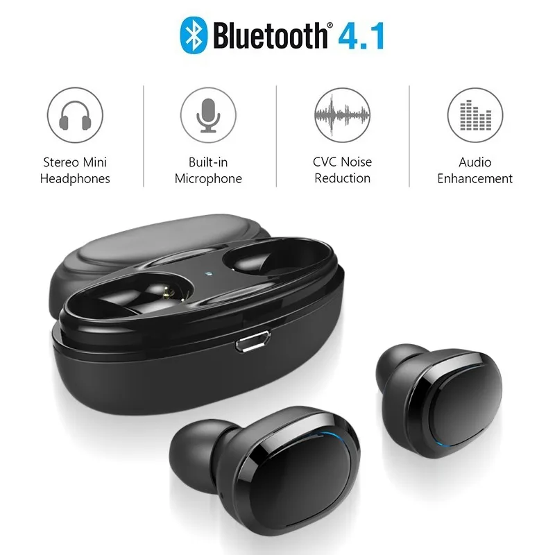 Беспроводные Bluetooth наушники True TWS мини беспроводные с чехлом для зарядки стерео