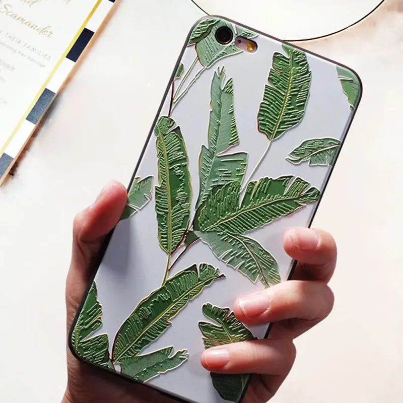 3D рельефный чехол s с зелеными листьями для Xiaomi 8 SE A1 TPU силиконовый мягкий Redmi 5A 4A 4X