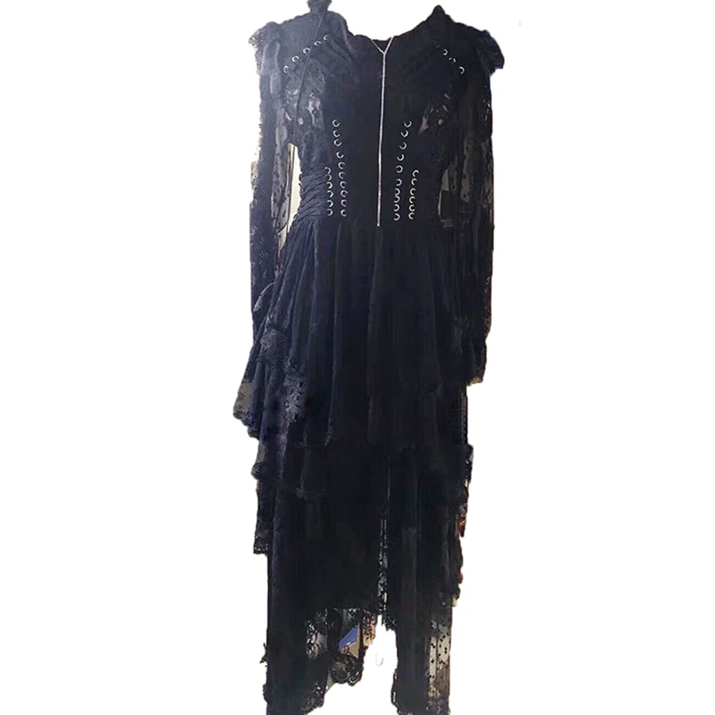 Высокое качество новинка 2018 стильное подиумное платье женское длинный рукав