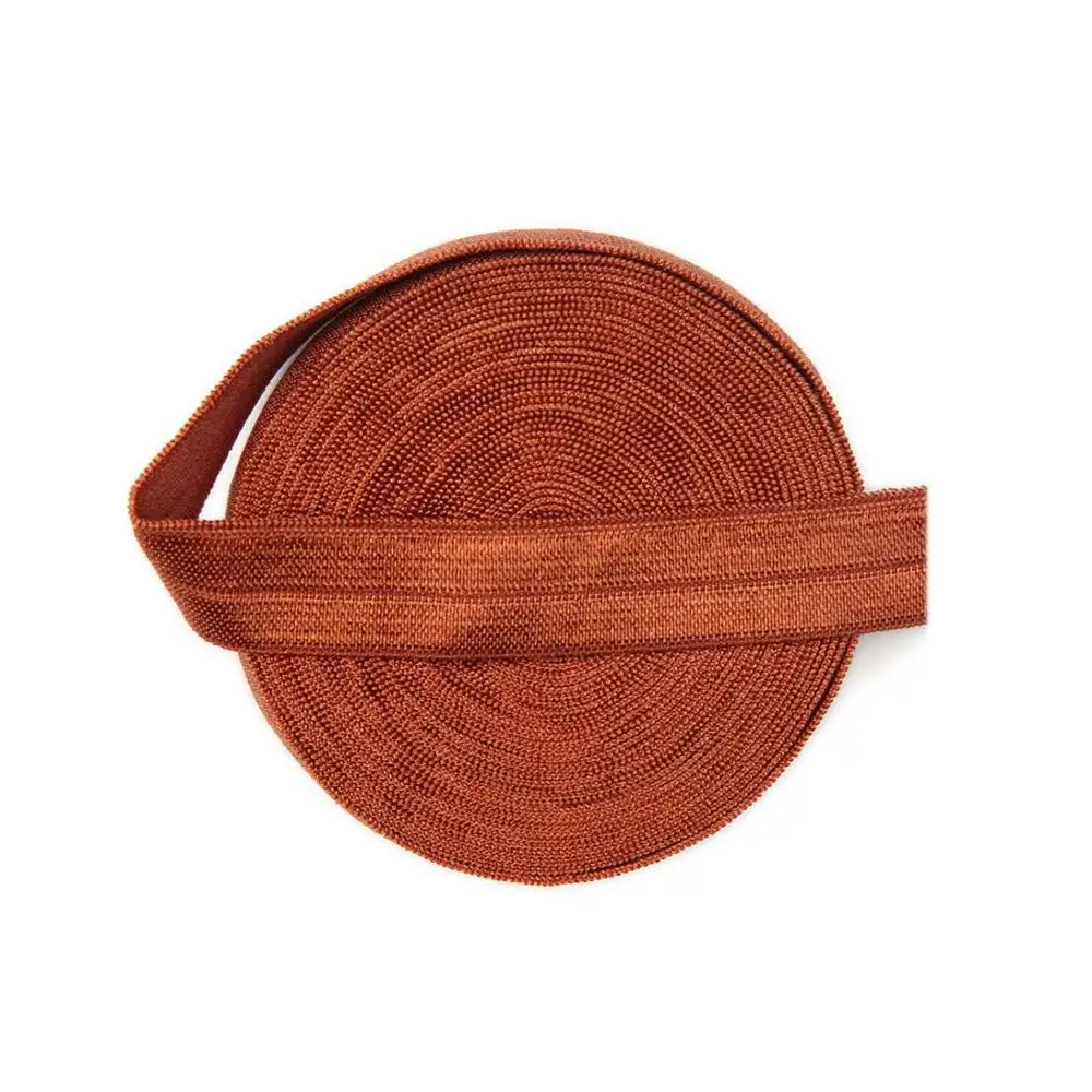 Copper Расческа 5 ярдов 5/8 дюйма 1,5 см, однотонная блестящая эластичная лента из спандекса и сатина для детей, повязка на голову, кружевная отделка, сделай сам, шитье - Цвет: Copper
