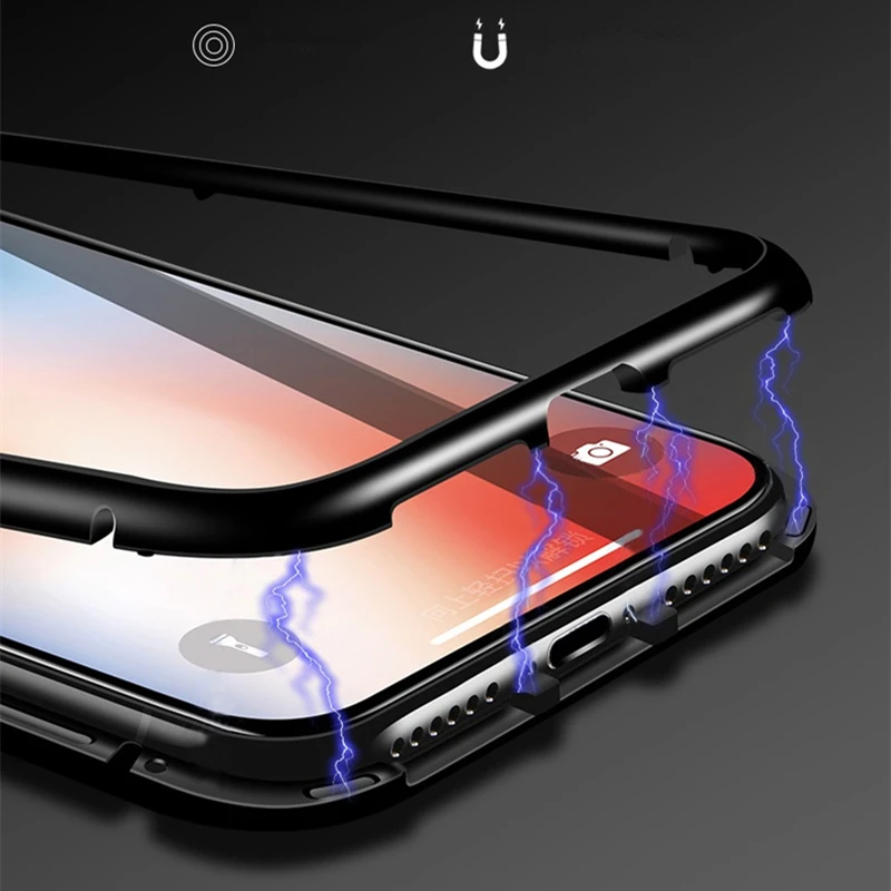 Магнитный адсорбционный металлический чехол для iphone на X 10 роскошный с откидной