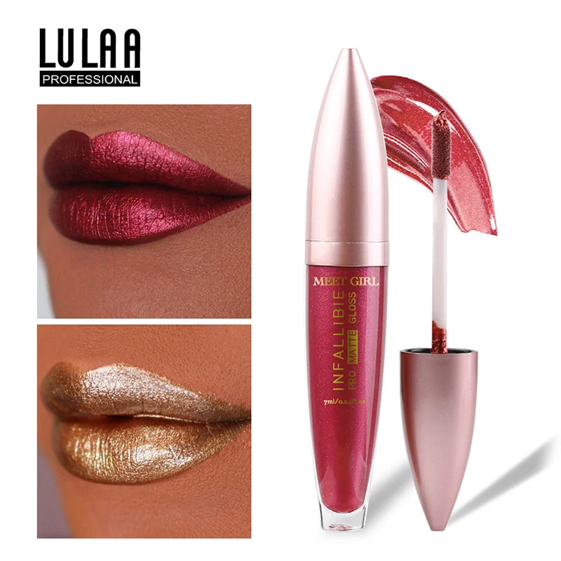 

Dropshipping 7ml 1 Pcs Metallic Liquid Lipstick pearl lip gloss Waterproof Glitter Lip Tint Long Lasting Lip Glaze Lip makeup