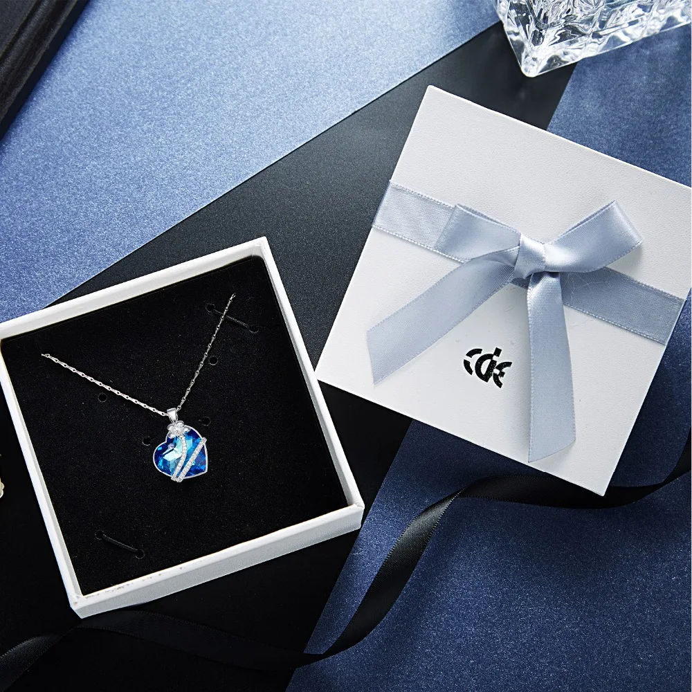 Cdyle cristalli Swarovski Collana Donne ciondoli S925 стерлингового серебра monili ди Modo cuore дель rhinestone austriaco