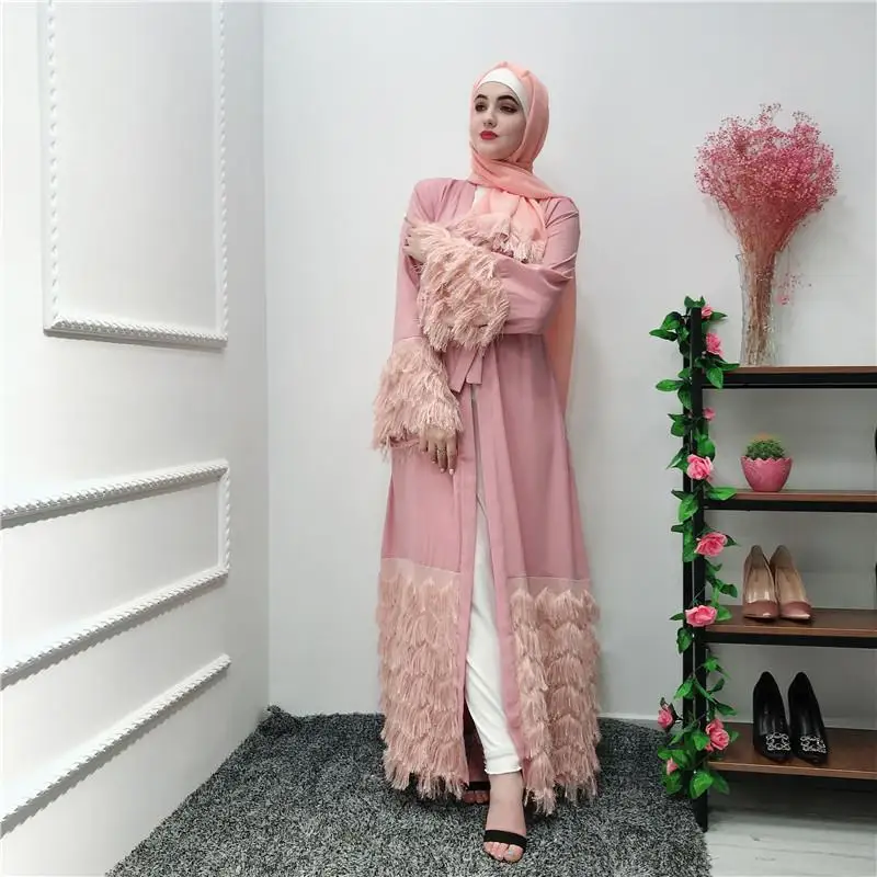 Кимоно Abaya Dubai Открытый спереди кафтан мусульманский женский длинный кардиган с