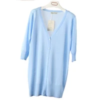 spring and summer new medium long knitted thin cardigan sweater three quarter air conditioning cape sun protection 1544