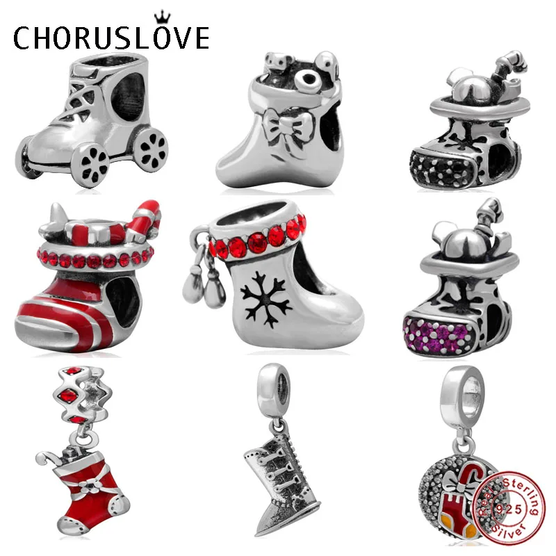 Choruslove чулок Санта Клауса очарование загрузки бисера серебряные бусины 925 пробы