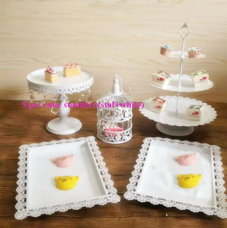 5 pc cry white Набор из 12 штук золотой торт стенд Свадебная стойка для кексов стеклянный купол кристалл украшение для шоколадных конфет приспособления для выпечки тортов жаропрочная посуда - Цвет: 5 pc cry white