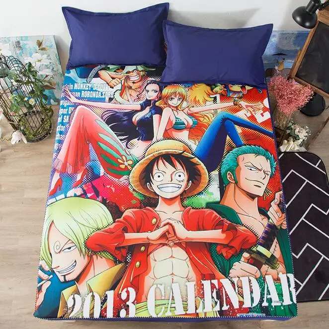 Anime ONE PIECE Sexy Cartoon Fitted Sheets with Elastic Band 120*200 150x200 180*200cm Mattress Cover Teen Adult Dorm Home Decor