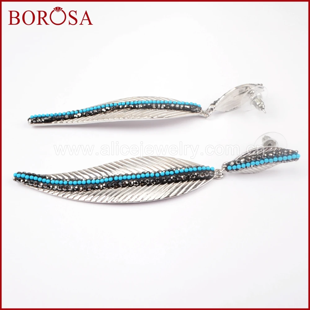 Borosa серебро Цвет долго оставить Длинные висячие серьги горный хрусталь