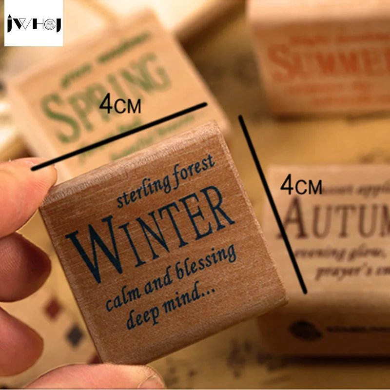 4 шт./компл. деревянная печать Всесезонная Печать Дети DIY Ручная работа скрапбук