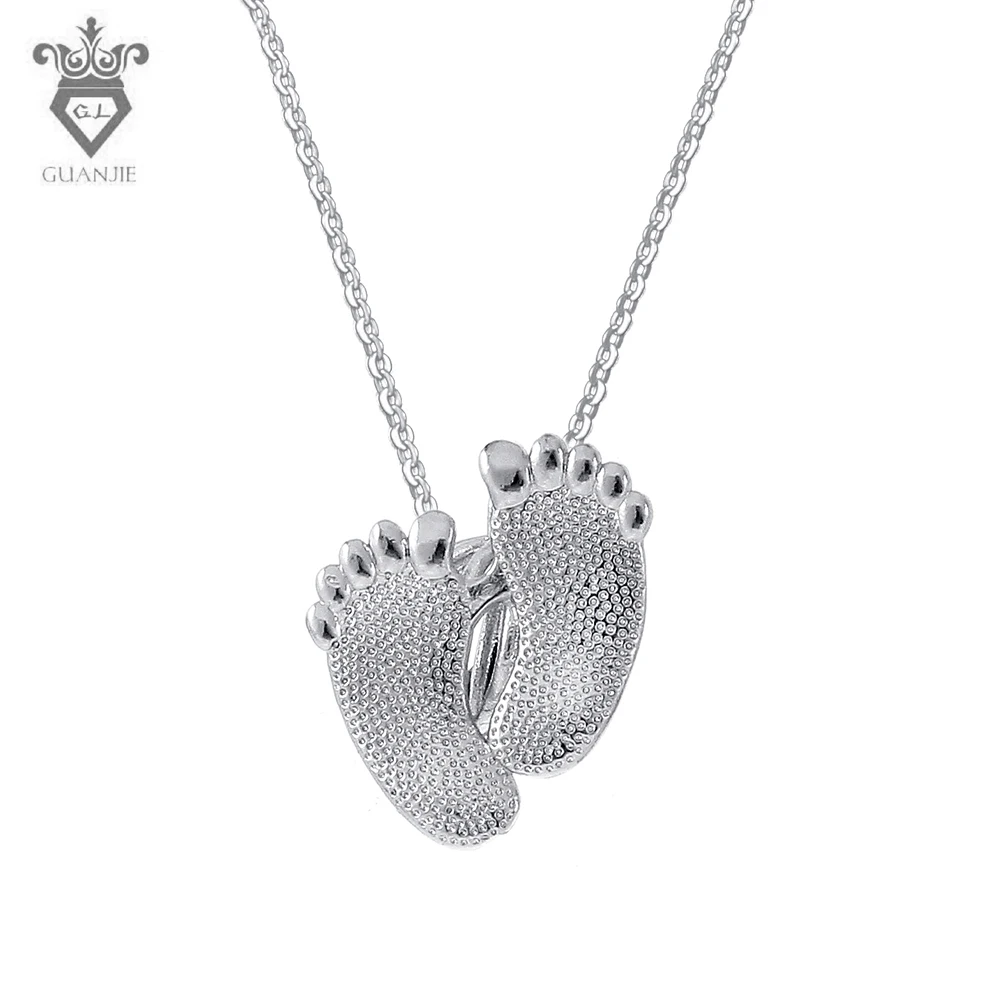 5 шт. Новый Цепочки и ожерелья серебряный кулон Baby Foot цинковый сплав аромат