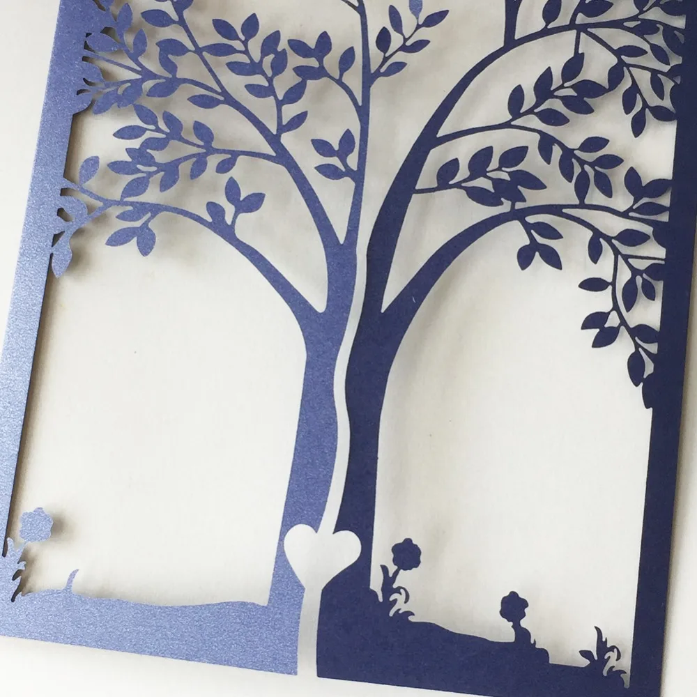 50 шт./лот изысканное дерево Лазерная резка свадебные пригласительные открытки на