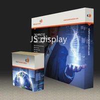 10ft portable tension fabric trade show display pop up stand booth with custom graphic print backdrop wall expro
