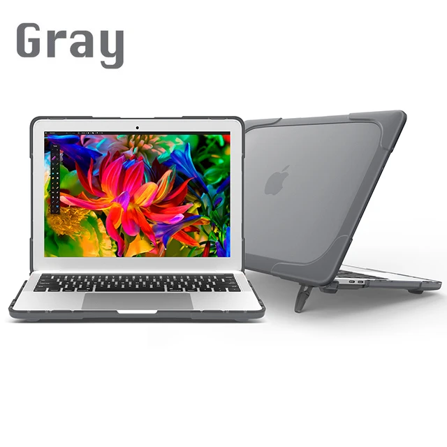 Gray Высокое качество Внешний чехол Складная подставка для Macbook Air Pro retina 11 12 13,3 15 дюймов для Mac Pro, новинка, для детей 13, A1466 A1502 крышка - Цвет: Gray