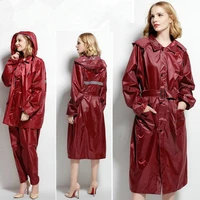 raincoat ponchos women men waterproof trench coat rain coat pants set outdoor split rain suit chubasqueros