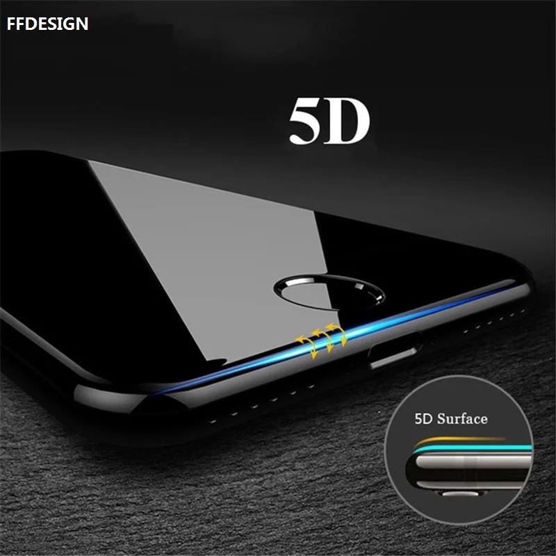 Закаленное стекло 5D с круглыми краями для iPhone 8 Plus Защитное защита