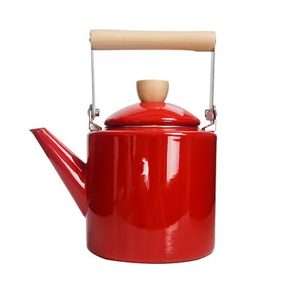 Красный 2Л Emaille Wasserkocher Teekanne Kaffeekanne Kochen Werkzeuge Gerade kryautertees Teekanne Induktion Herd Hohe Weizen Topf - Цвет: Красный