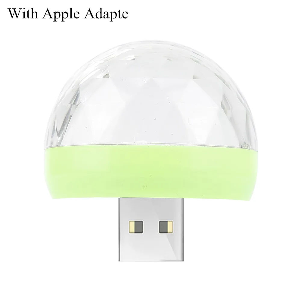 with Apple Adapte Мини USB диско-светильник светодиодный вечерние светильник s красочный эффект сценический светильник dj светильник для дома вечерние украшения караоке Прямая поставка - Цвет: with Apple Adapte