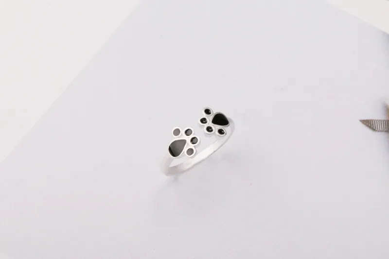 YoYoRan12pcs/lot fashion jewelry drop oil dog cat footprint clip finger ring cartoon pet footmark 30% silver metal gift | Украшения и