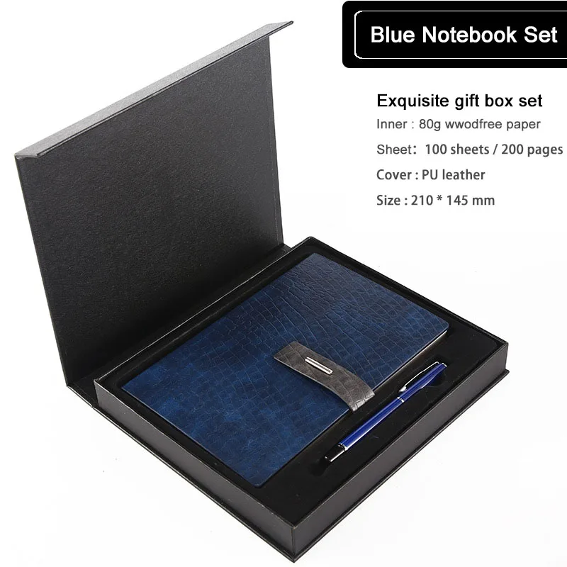 blue set Винтажный кожаный блокнот, подарок А5, твердая обложка, Filofax Journal, блокнот-планировщик, дневник, ретро органайзер, стационарный набор - Цвет: blue set