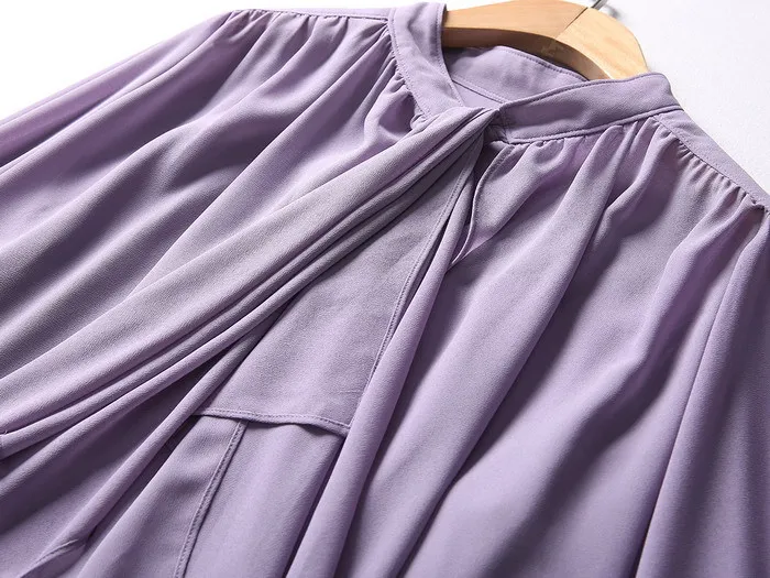 Женская Свободная шифоновая рубашка размера плюс 3xl 4xl 5xl, Женские топы и блузки, тонкие прозрачные женские фиолетовые блузки с длинным рукавом