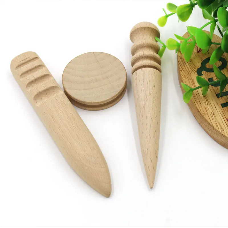 Бренд QJH 3 шт. инструменты для кожи сделай сам деревянное ремесло полировка