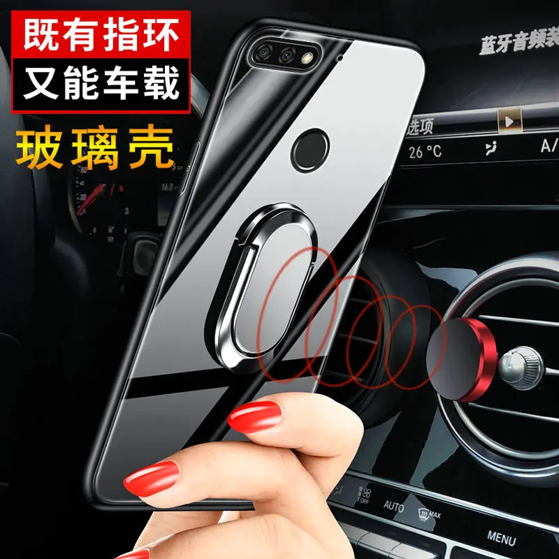 Для huawei honor 7C 7X чехол из твердого закаленного стекла с кольцом-подставкой Магнитный защитный чехол на заднюю панель для huawei honor 8X 8C оболочка