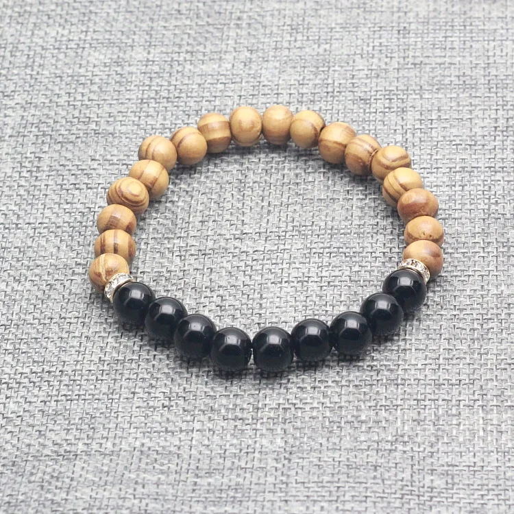 Натуральные камни браслет из деревянных бусин для мужчин и женщин Лава бирюза