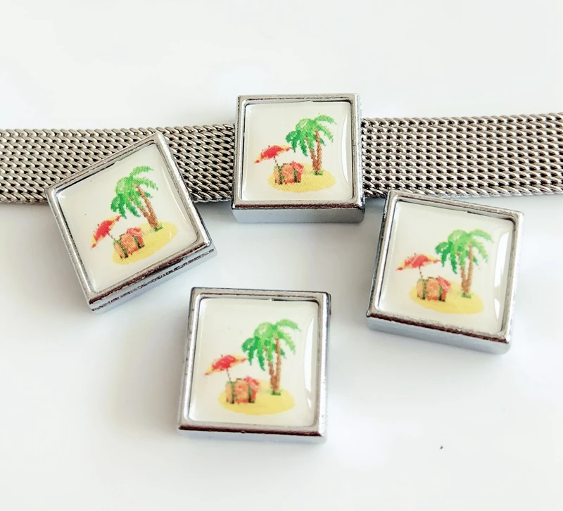 10 шт. DIY Аксессуары 8 мм Sandbeach квадратный слайд Шарм бисер Подходит собака кошка