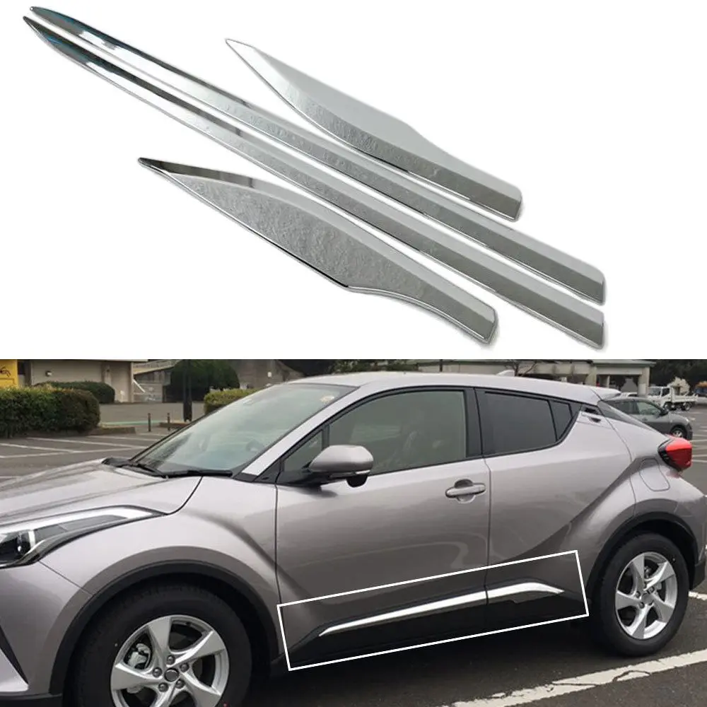 

BBQ@FUKA Chrome ABS Car Side Door Body Cover Moulding Trim Strip Car Exterior Accessories Fit for TOYOTA C-HR CHR 2016 2017 2018
