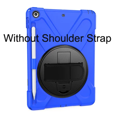 dark blue Для ipad 9,7 дюймов / чехол с держателем карандаша, вращающийся на 360 градусов ремешок/подставка+ плечевой ремень для ipad 5th 6th - Цвет: dark blue